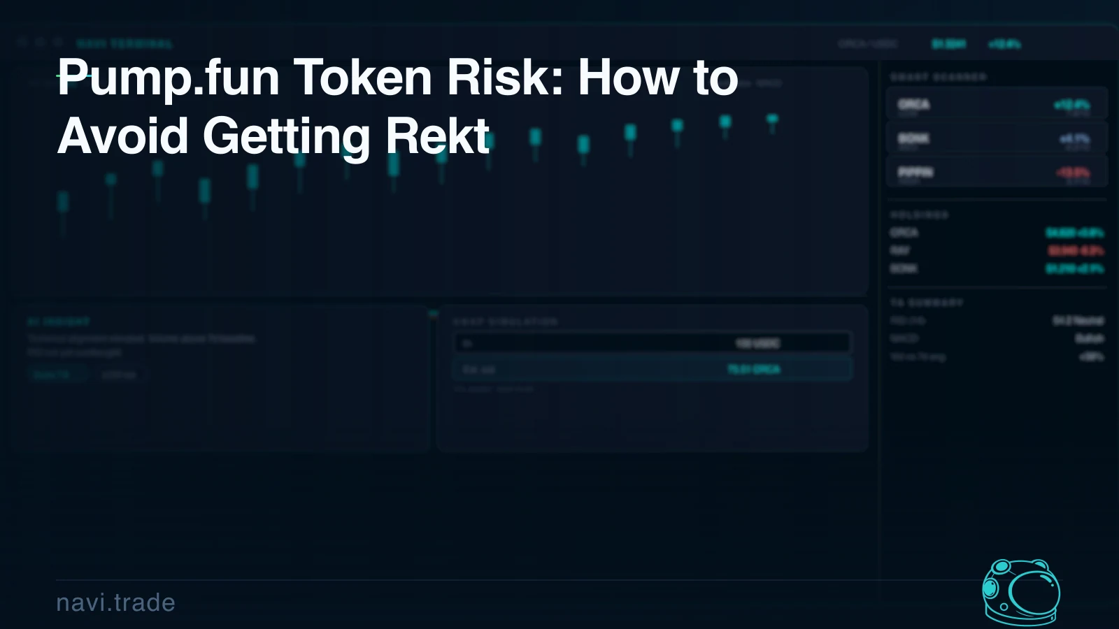 Pump.fun Token Risk: How to Avoid Getting Rekt. NAVI article image with invalidation, risk, liquidity, volatility.