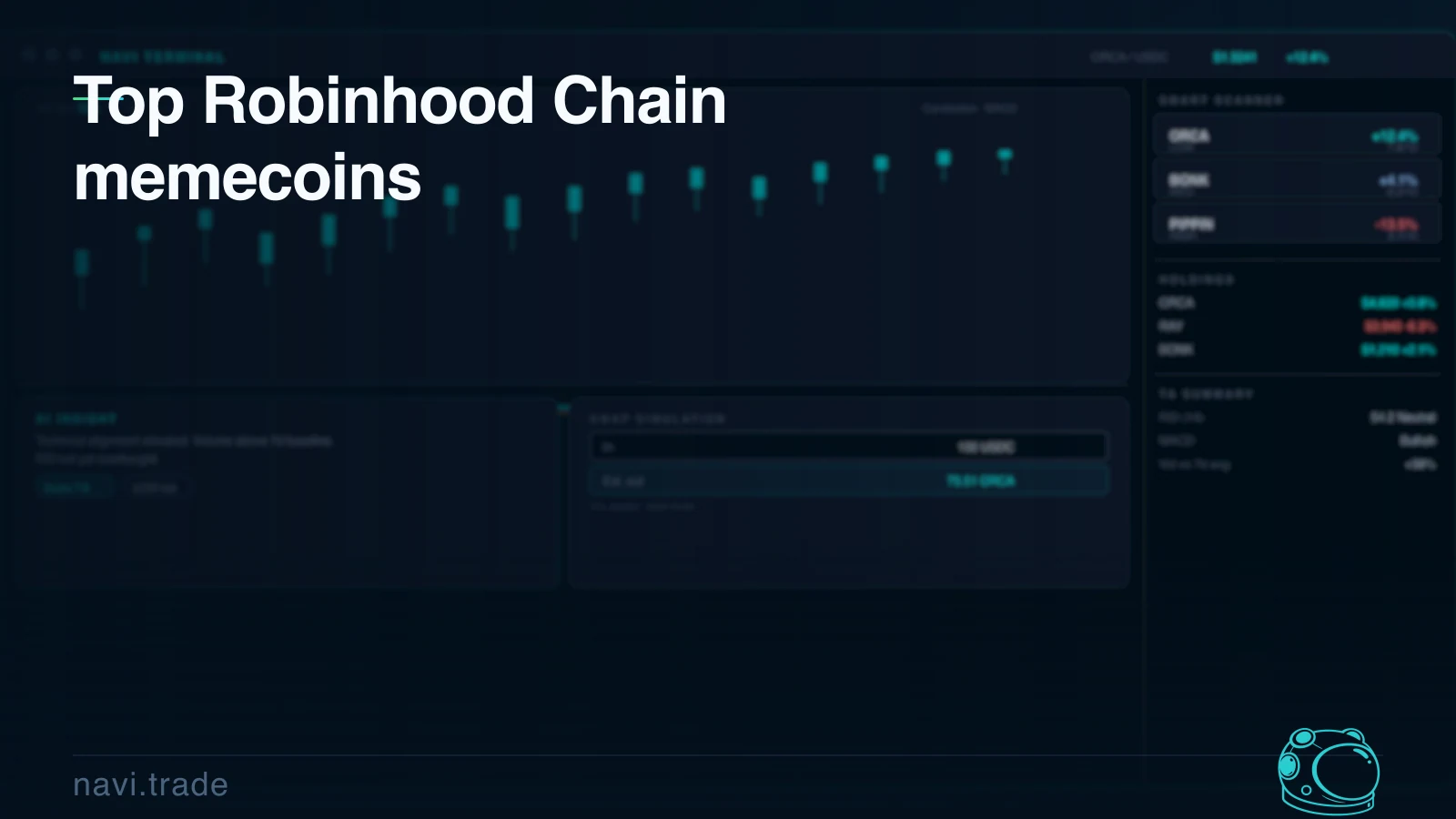 Top Robinhood Chain memecoins. NAVI article image with risk, liquidity, trend.